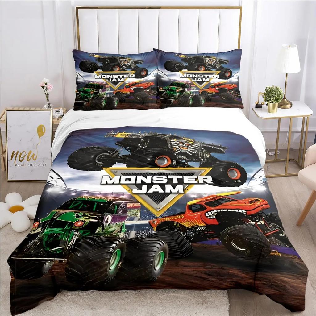 Cartoon Monster Truck All Season Duvet Cover Comforter Bedding Sets Soft Quilt Cover and Pillowcases SingleDoubleQueenKing