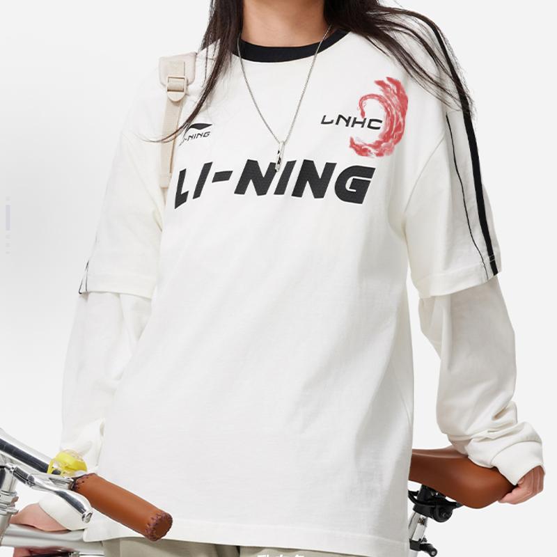 Li Ning Letter Print Loose Casual Versatile Short Sleeve T-Shirt Unisex Tops White AHSU657-1(TEAM702-3.4.16)