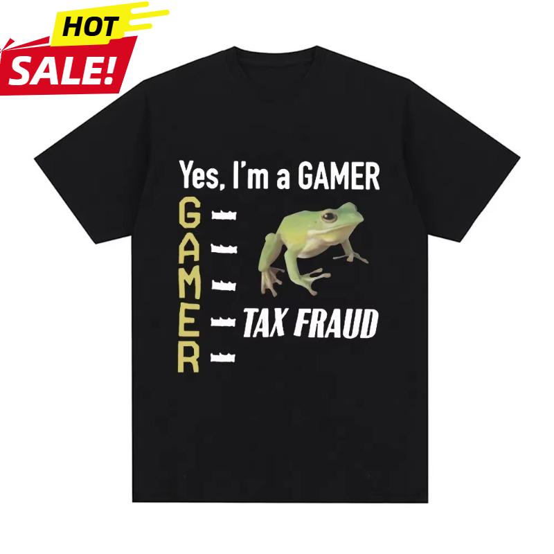 

Casual Loose Short Sleeve T-shirts Tax Fraud Gamer Funny Frog Meme T Shirt Men Women Fashion Hip Hop Vintage T-shirt S разноцветный