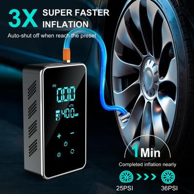 LED Acil Durum Işıkları ile 18000 mAh Araba Lastiği Şişirme Taşınabilir Hava Kompresörü Lastik Yüksek Basınç Pompası Dokunmatik Ekranlı LED Ekranlı