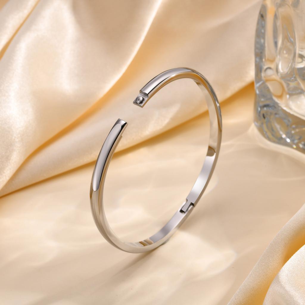 Women Anti Allergy Stainless Steel Cuff Bracelets Bangle, Trendy Wristband Jewelry Stacking Open Bracelet To Girls Mom Wife