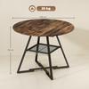 Dining Table for 4 People, 100 Cm Round Industrial Kitchen Table with Storage Shelf, Rustic Brown