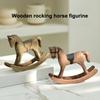 Yousheng Wooden Rocking Horse Figurine Vintage Wood Carving Pony Statue Sculpture Home Office Desktop Decoration Ornament