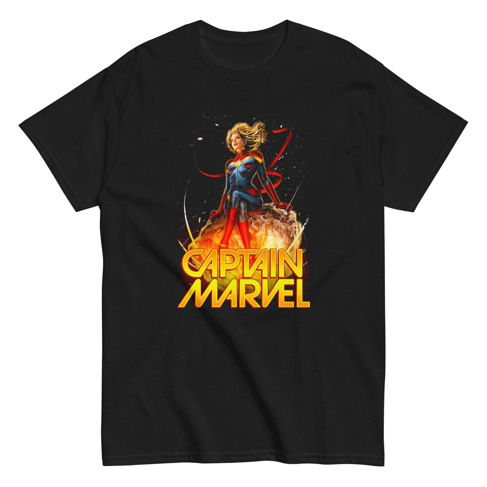 26 Captain Marvel Animated T Shirt Mens Licensed Marvel Comic Book Avengers Black Unisex T-Shirt M