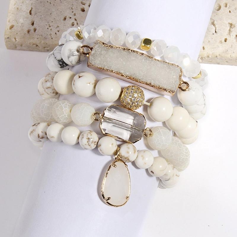 Elegant Stone Bracelet Handmade Beads Jewelry Natural Stone Jewelry Stone Texture Perfect for Friend or Lover Present