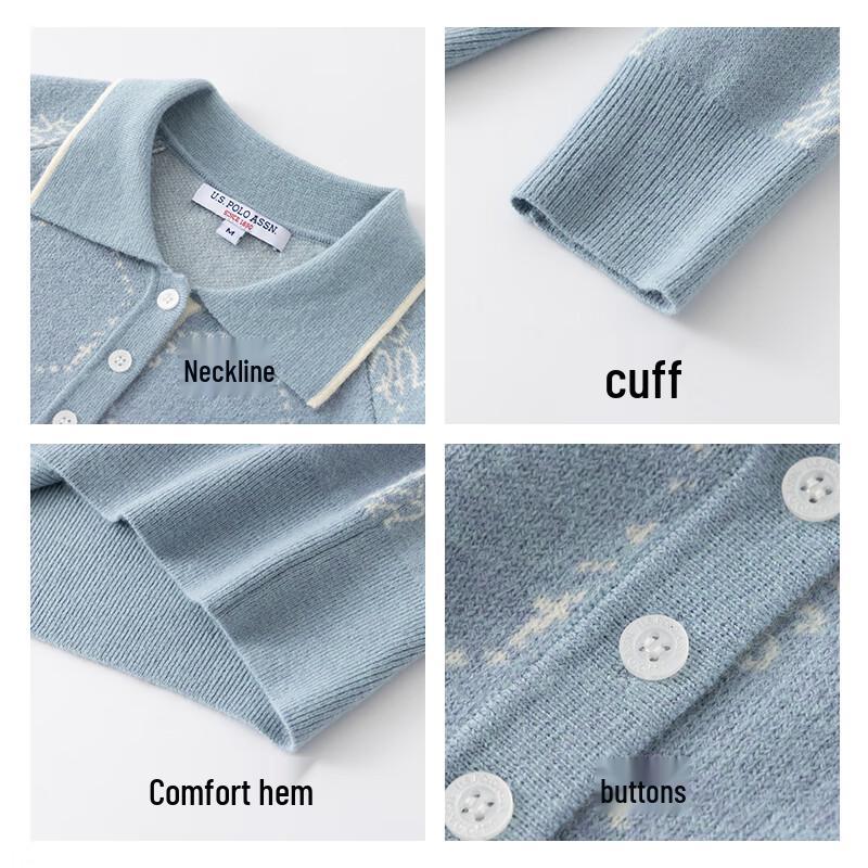 U.S. POLO ASSN. Women's Wool Blend Long Sleeve Knit Polo Sweater