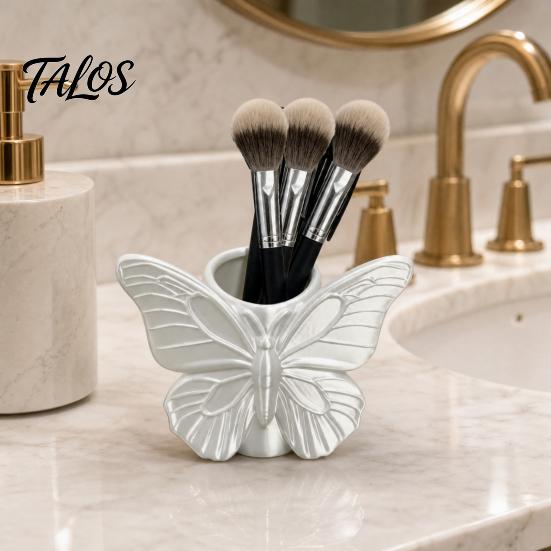3D Printed Butterfly Pen Holder, Embossed Desk Organizer for Pencils Makeup Brushes, Large Capacity Storage Box for Home Office Decor
