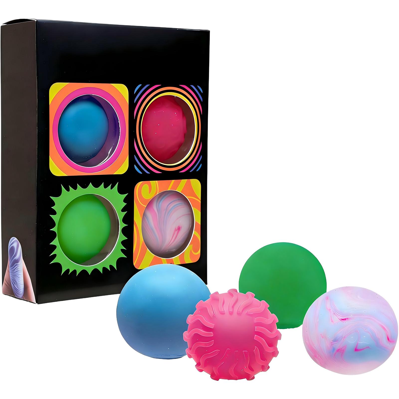 

Stress Relief Slow Rebound Squeeze Balls 4pcs Set Soft Durable Material Sensory Toy for Hand Exercise and Focus Improvement One Size