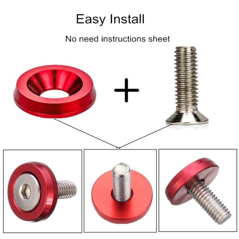 10pcs Car Modified Hex Fasteners Fender Washer Bumper Engine Concave Screws Aluminum Fender Washers and M2-M6 Bolt for Honda