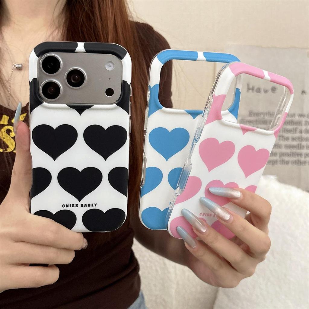 Simple Heart Drop-Proof Full Coverage Phone Case for iPhone 15/16/17 Pro Max