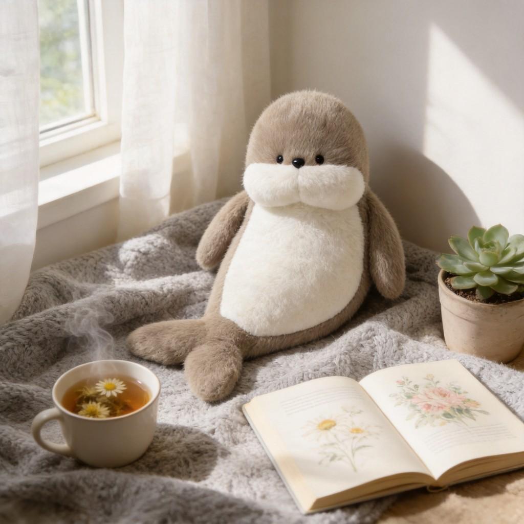 Seal Plush Toy With Long Pile Soft Stuffed Animal Pillow For Kids Gift
