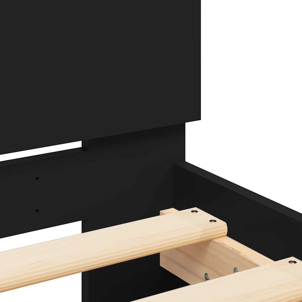 Bed Frame with Headboard Black 120x190 cm