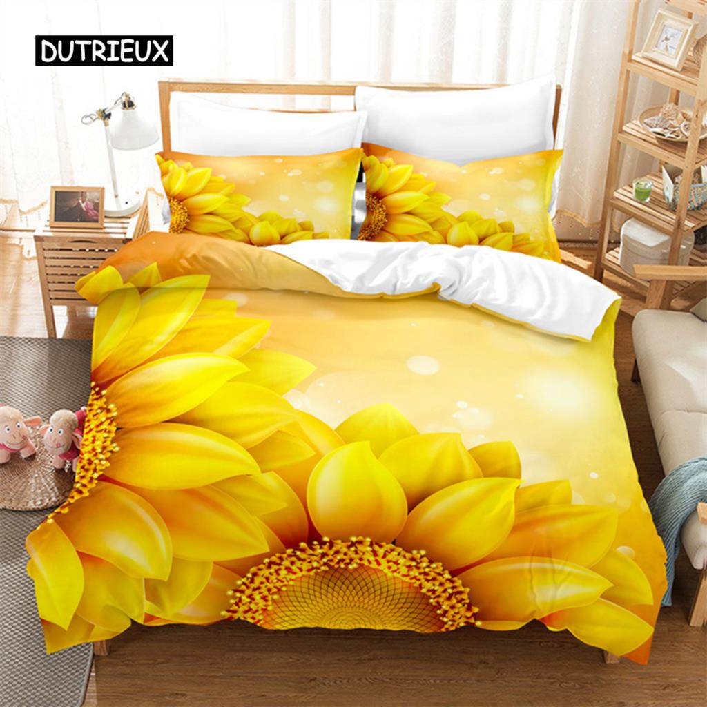 Sunflower Queen Bedding Set Duvet Cover Set Bedding Digital Printing Bed Linen King Size Duvet Cover Set Bedding Set