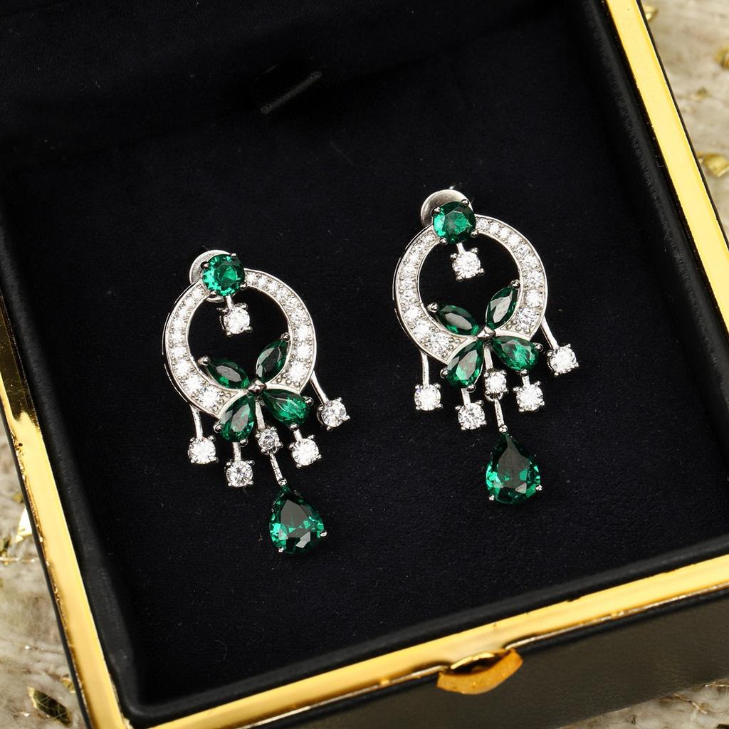 Hot Brand Vintage Earrings for Women Luxury Jewelry Fashion Butterfly Diamond Designer Eardrop Pure 925 Sliver Stud Earrings