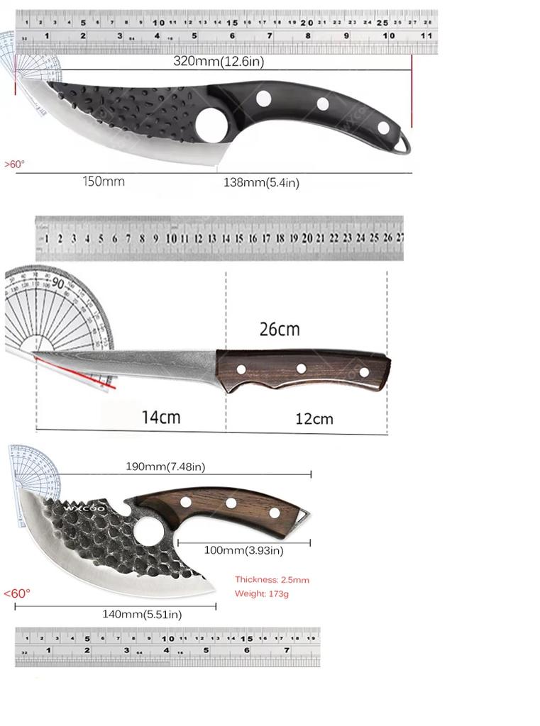 Butcher Knife Handmade Forged Kitchen Knife Set Multifuntional Bottle Opener Chef Knives for Meat Cutting Cooking Household