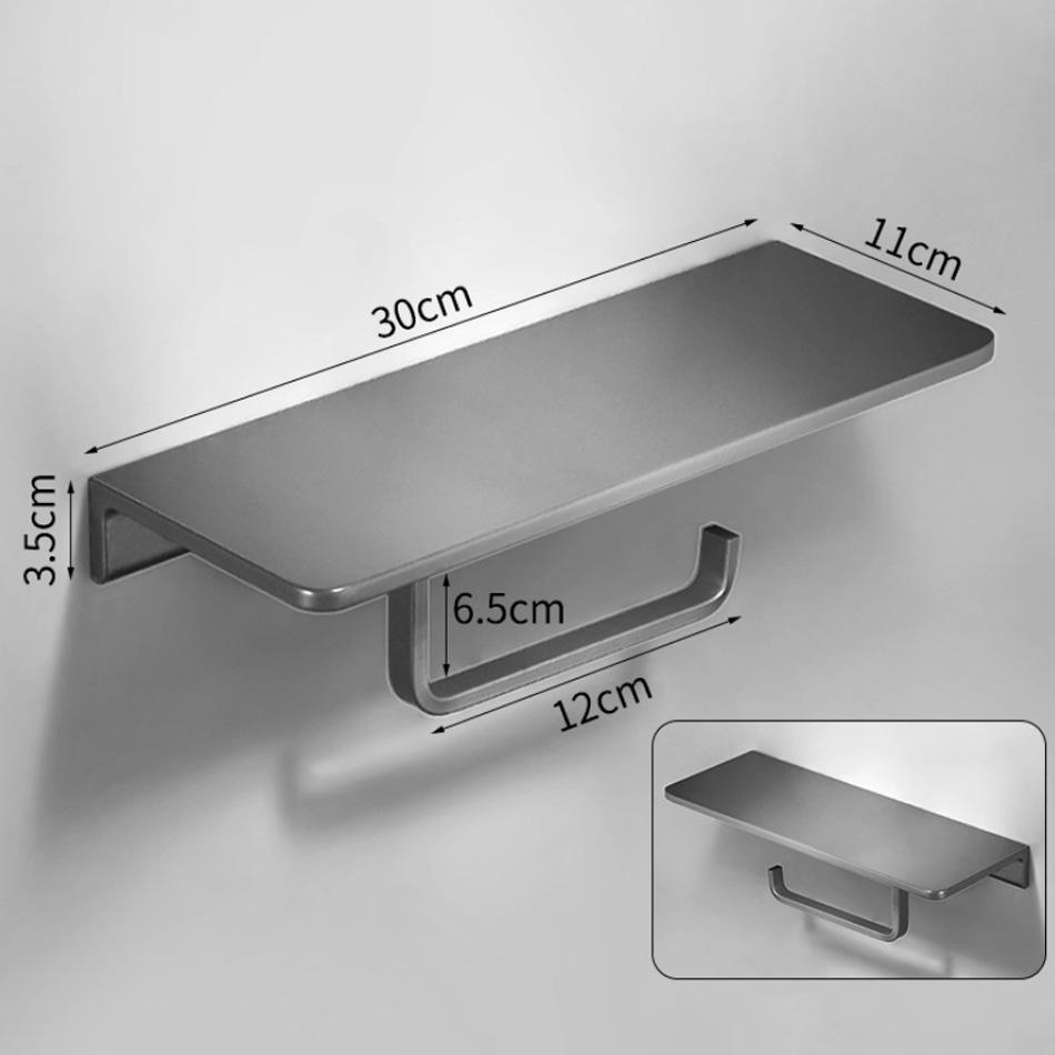 

Двойной держатель для бумаги с полкой, черный, серый, алюминиевый, настенный, для ванной, кухни, туалета, держатель для хранения бумажных полотенец и салфеток