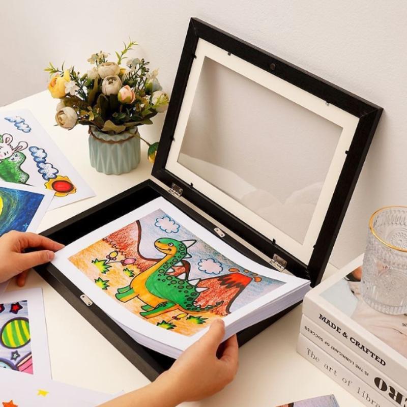 A4 Kinder Kunstrahmen Magnetische Vorderseite zum Öffnen Wechselbar Kinder Rahmen für Poster Po Zeichnung Malerei Bild Anzeige Heimdekoration