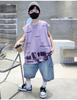 Boys' summer outfit set 2026 new style, handsome and fashionable for children, with sleeveless vest and thin two-piece set
