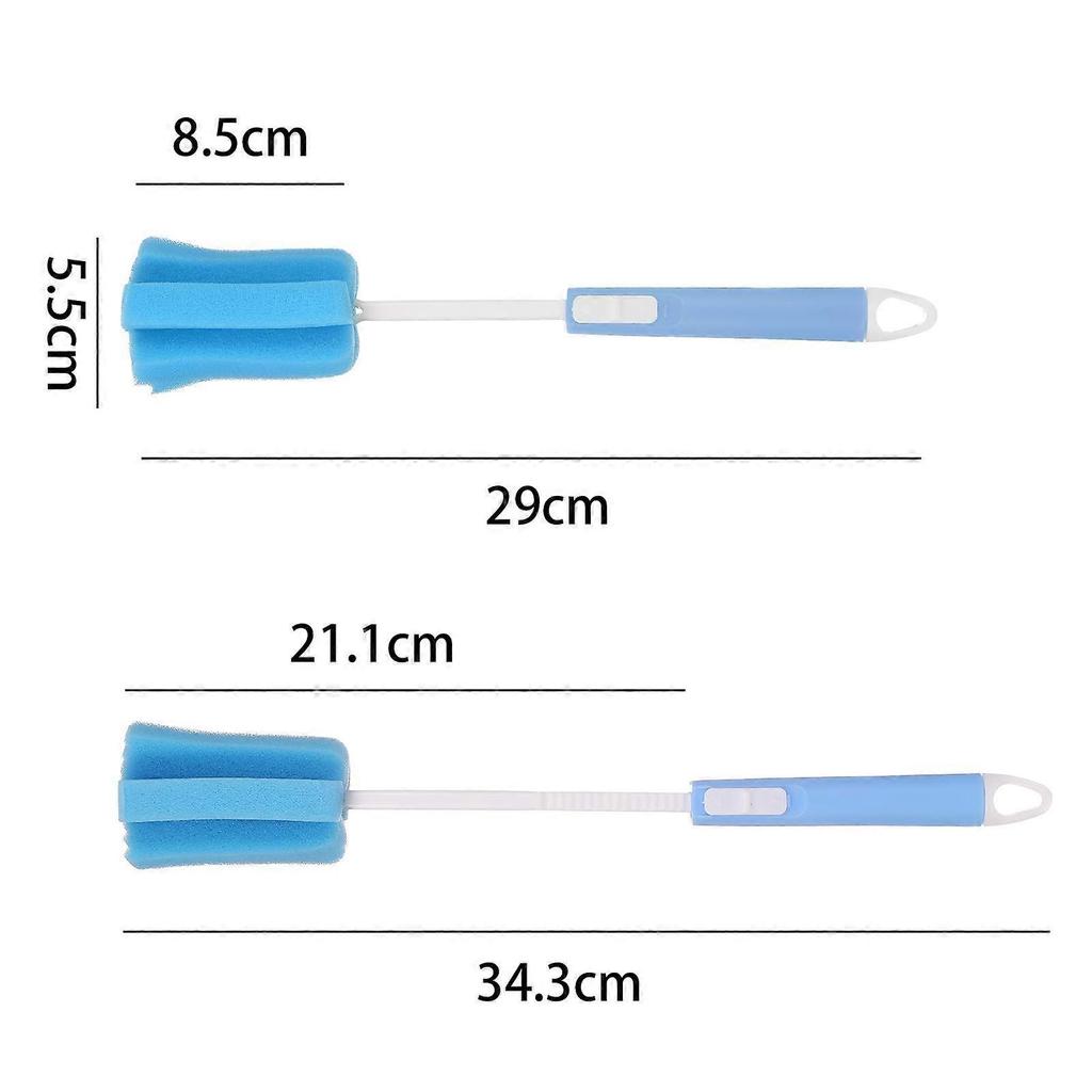 3Pcs Sponge Bottle Brushes with Adjustable Long Handle, Soft Dishwashing Foam Cleaning Brushes for Cups Mugs Kettles