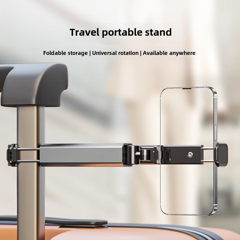 Portable Aluminum Alloy Phone Holder for Travel and Home – Foldable, Rotatable, and Telescopic Design for Airplane and High-Speed Rail Use.