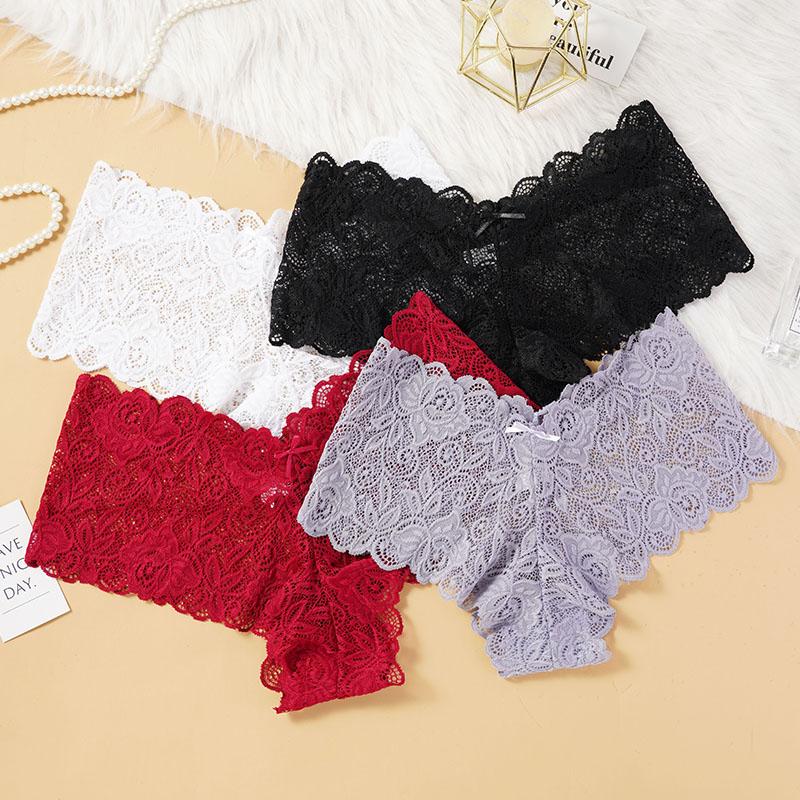 Women Sexy Lace Low Rise Thongs Hollow Out Mesh Panties Female Breathable Underwear Girls Intimates Underwear