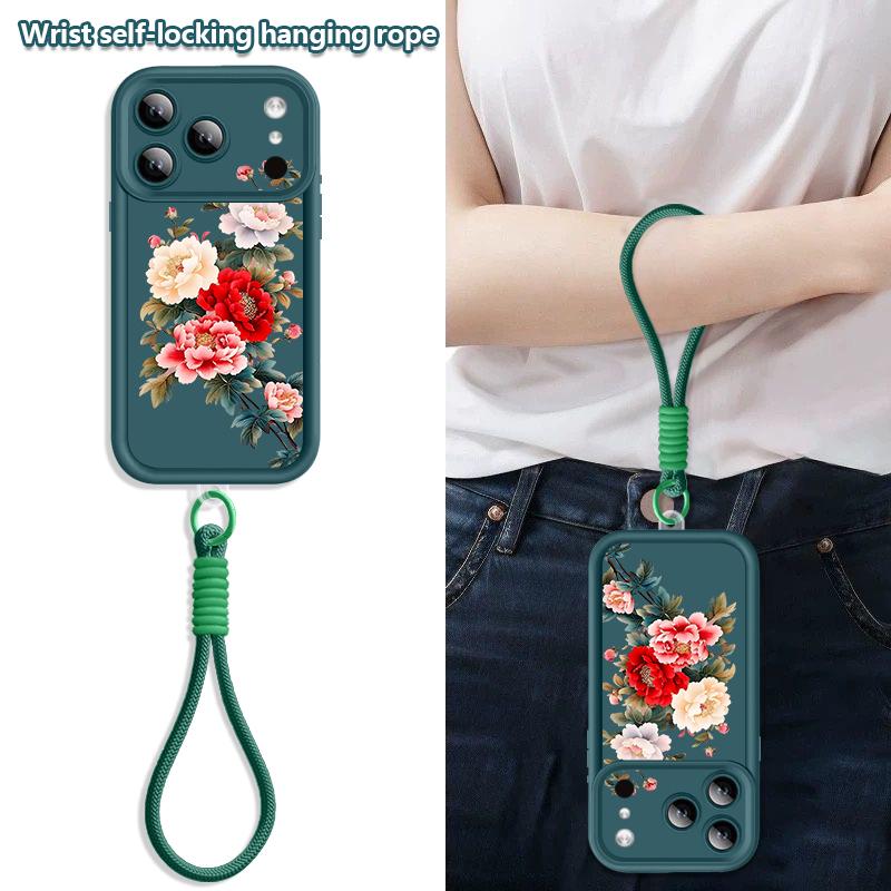 Cartoon Daisies Flower Pattern Lanyard Case For iPhone 17 Pro Max iPhone 16 15 Pro Max 14 13 11 16E 17E Shockproof Bumper Wristband Cover
