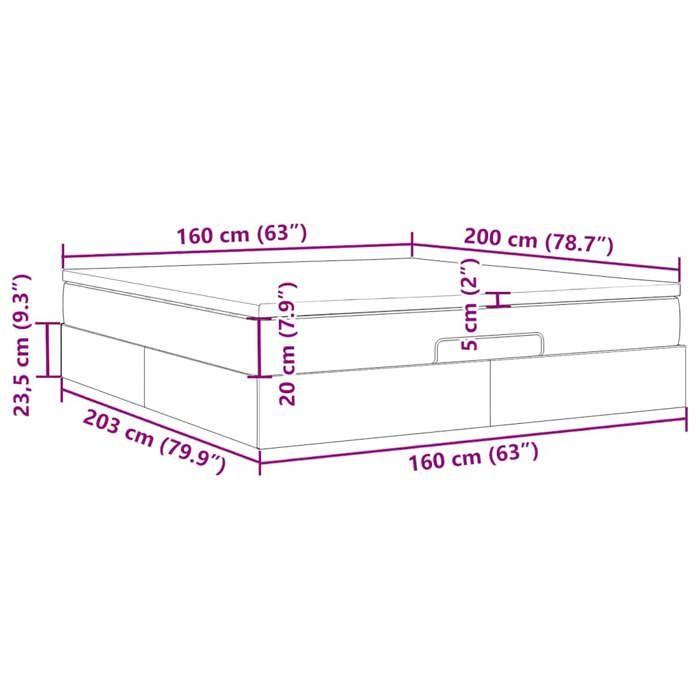VidaXL Cadre de lit ottoman avec matelas noir 160x200 cm tissu, cadre de lit, cadre de lit rembourré, cadre de lit ottoman 3311122
