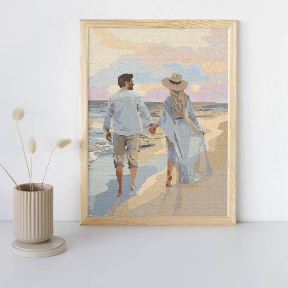 Malowanie Po Numerach Z Ramą Obrazy Do Malowania - Spacer Po Plaży 40X50 Cm