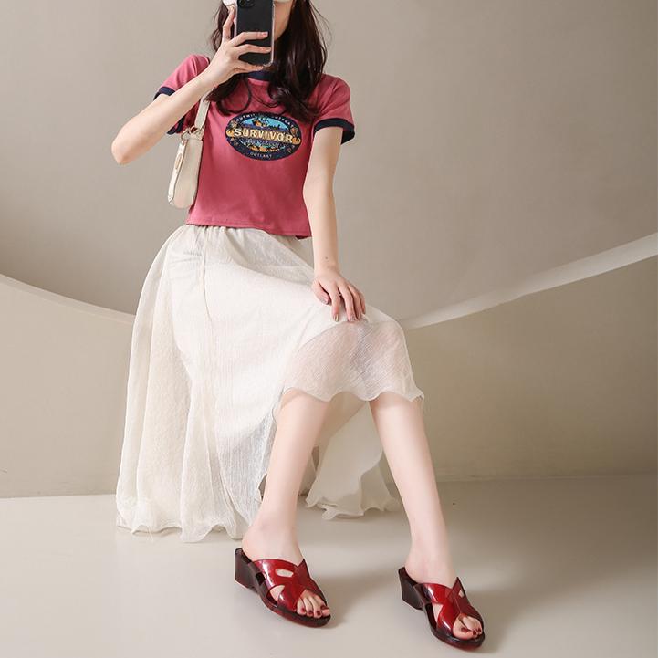 Summer Crystal Slippers for Women Anti Slip and Wear-resistant Thick Sole High Heels Sloping Heel Flat Bottom Outdoor Cool Slippers