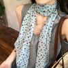 Polka Dot Floral Print Silk Scarf Thin Neck Scarf Hair Band Bag Ribbon For Women Vintage Daily Wear Accessory
