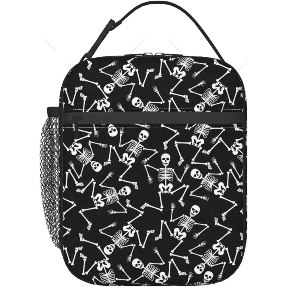 Dancing Skeletons Party Halloween Lunch Bag Insulated Lunch Box for Women Men Reusable Lunch Cooler Bag for Office Picnic