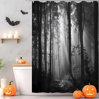 1Pcs Halloween Decoration Gothic Style Forest Pattern Shower Curtain Bathroom Decor Halloween Decoration Indoor Showr Curtain