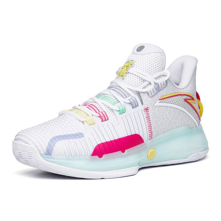 Anta Lightweight Slip Resistant Basketball Shoes Men Sneakers White Red 112221607-1