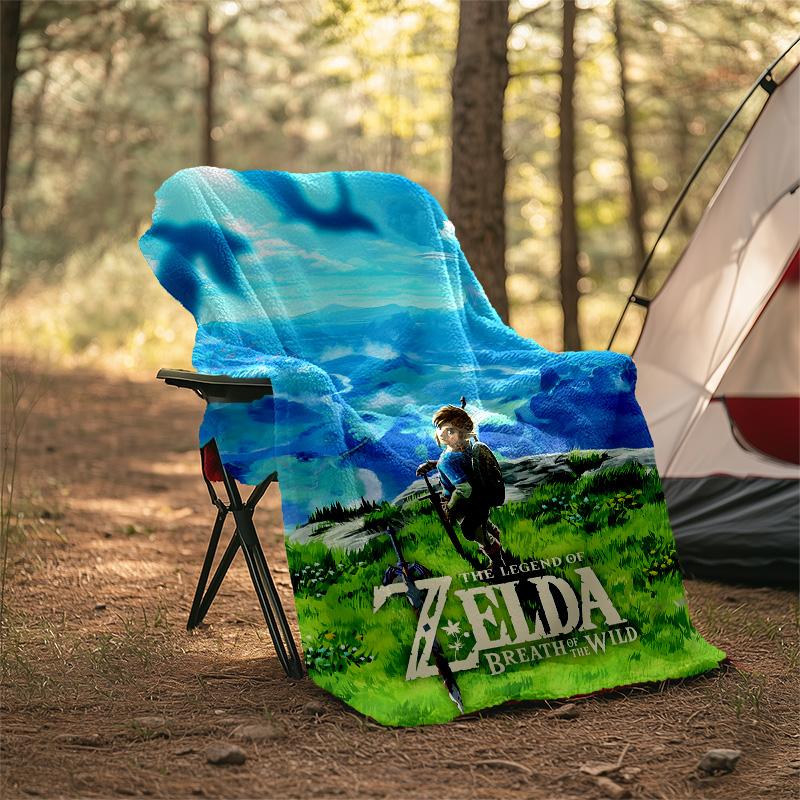1pc Game Zelda Theme Blanket - Digital Print, Polyester, Cozy for All Seasons, Perfect for Outdoor, and Travel