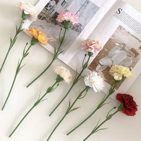 Künstliche Nelkenblume 29 cm Fake Seiden-Nelkenblume mit Einzelstiel für Hochzeit Brautstrauß Jubiläum Geburtstag Haus Esstisch Dekoration