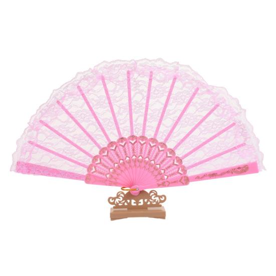 

Retro Floral Lace Folding Fan Wedding Party Bride Hand Held Fan Portable Summer Fan Decoration Dance Performance Props Party Accessories рожевий
