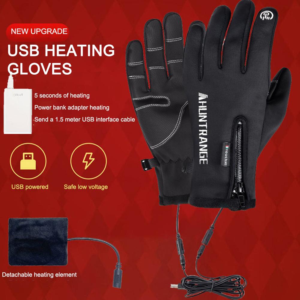 USB Touch Screen Gloves Heating Thermal Gloves Windproof Heated Gloves for Cycling Running Driving Hiking Walking for Women Men