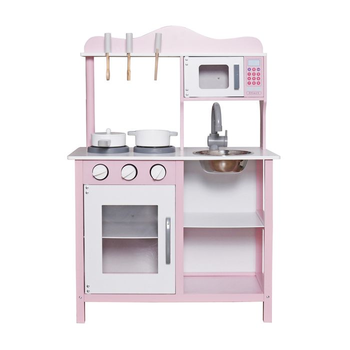 Cuisine en bois pour enfants - GINGER HOME - Rose - 58,5 x 29,5 x 85 cm - Accessoires inclus