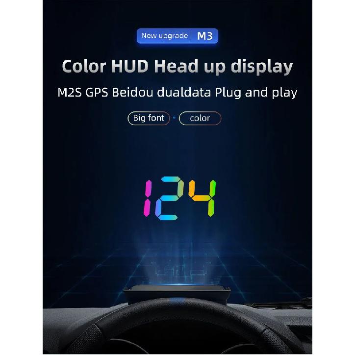 Car HUD GPS Digital Speedometer – Plug-and-Play Windshield Projector, Color Display KMH Speed for Trucks, SUVs & All Vehicles