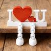 Movable Joint Heart Figurine Decorative Accent for Living Room Bedroom Office Valentines Day Ornament
