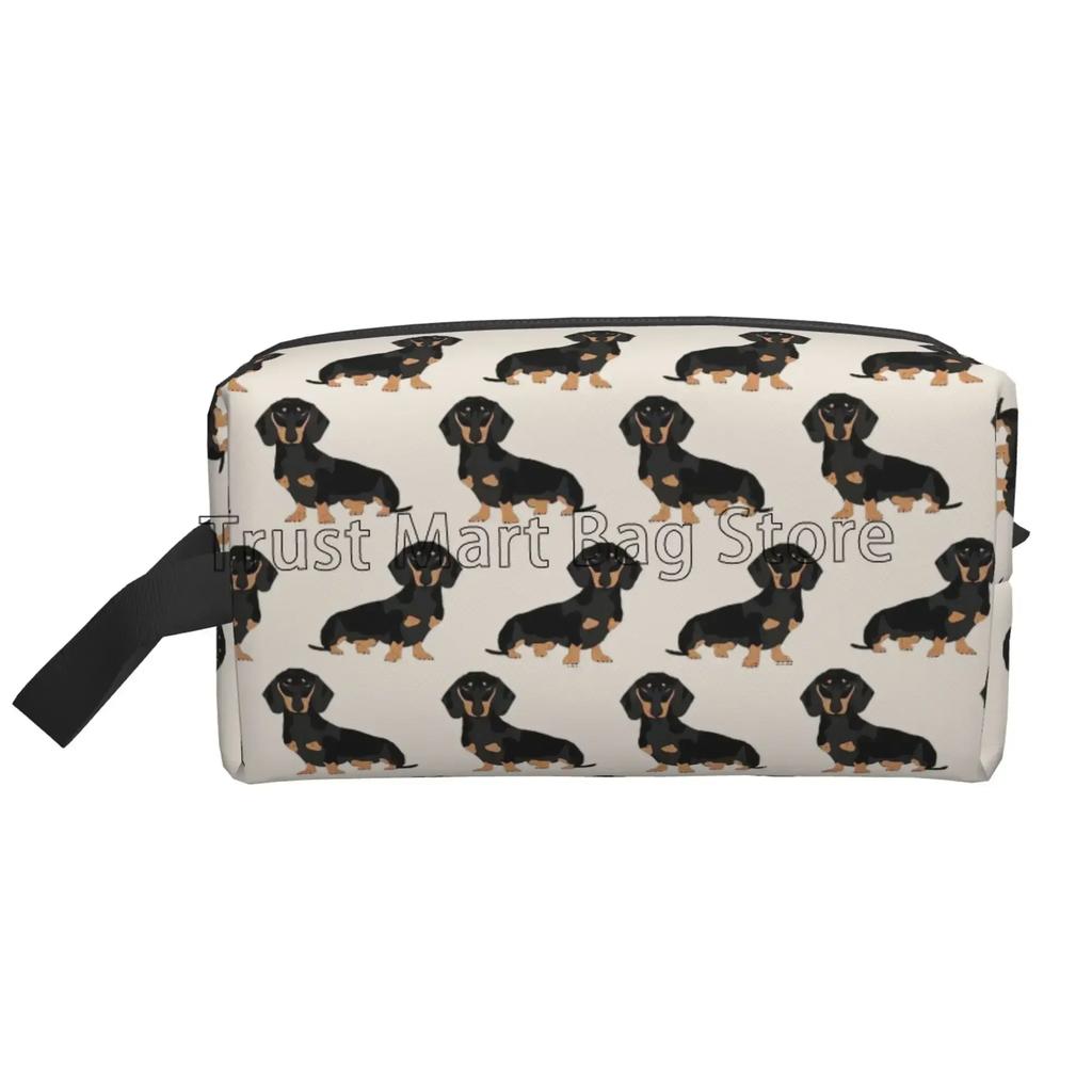 Niedliche Dackel Reise-Kosmetiktasche für Damen Große Make-up-Tasche Wasserdichter Toilettenartikel-Zubehör-Organizer für Damen Mädchen