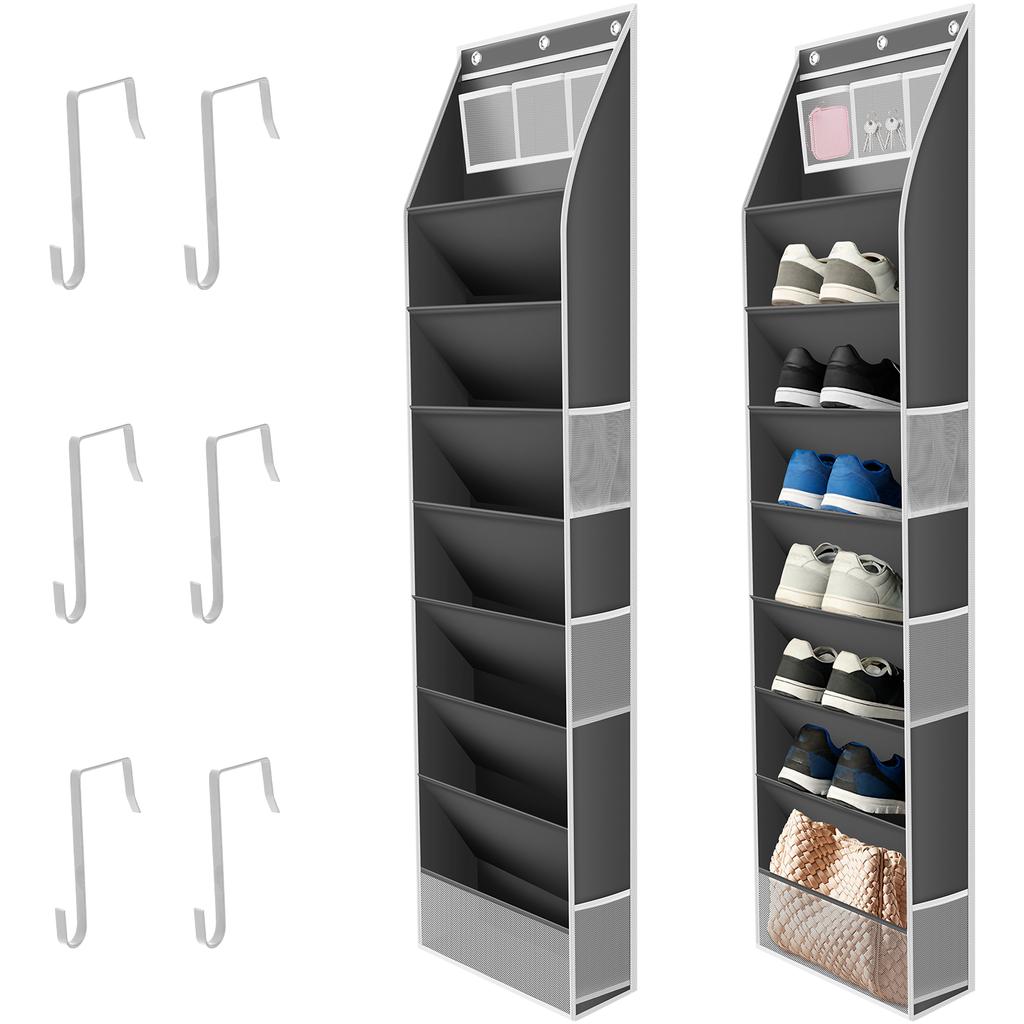 1/2Pcs 8 Tier Over Door Shoe Organiser Oxford Large Capacity Hanging Door Shoe Rack With Side Top Pocket for Daily Necessities