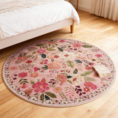 Flower Area Rug Absorbent Quick Dry Round Plush Floral Floor Mat Washable Non-slip Living Room Bedroom Bathroom Decoration Carpet
