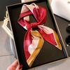 Ladies spring and summer Korean version imitation silk printing small square scarf silk scarf 71cm thin camellia sunscreen new scarf headscarf