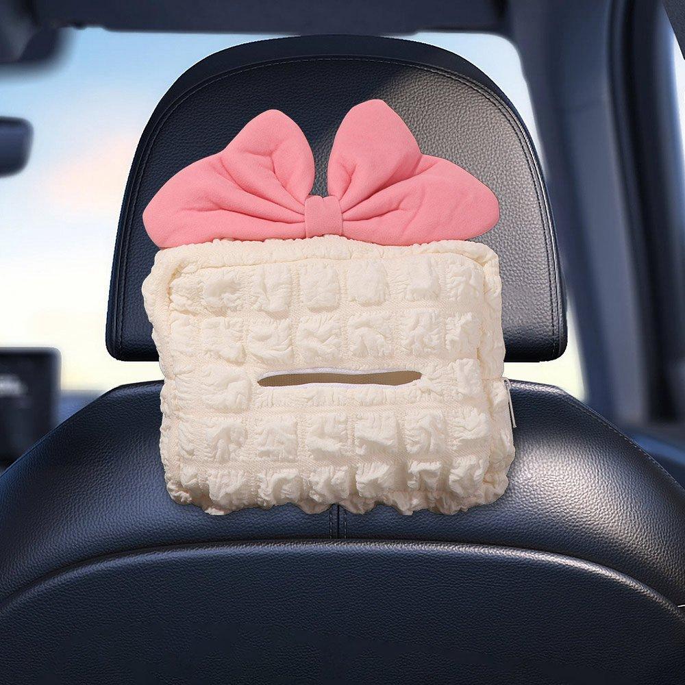 Hanging Type Flower Car Tissue Box Puff Grid Paper Organizer Storage Bag  Headrest Armrest