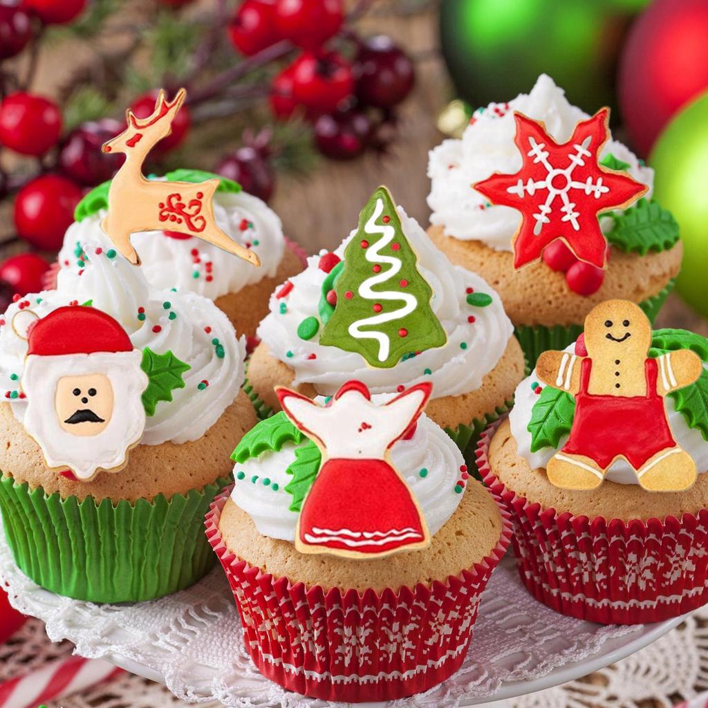 Cookie Cutter 8 Pieces Baking Molds Stainless Steel Snowflake Tree Gingerbread Deer Santa Claus Bread Cutter For Cookie Cake