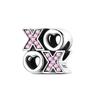 925 Silver Charms Bead CZ Zircon Love Mom Pink Heart Dangle Fit DIY Bracelet Women Mother's Day Jewelry Gift
