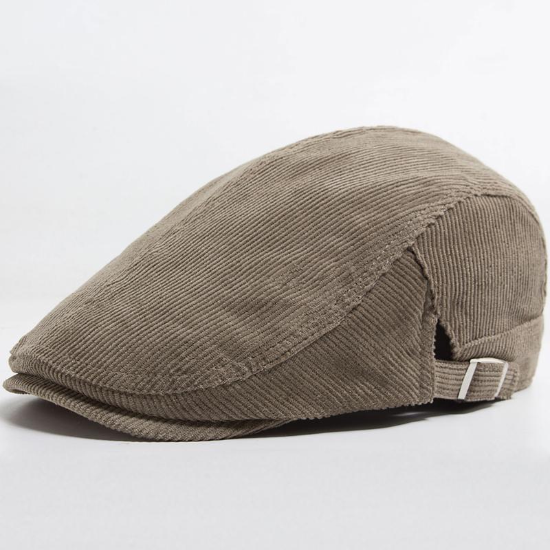 Men Fashion Corduroy Beret Spring Autumn Thick Warm Women's Flat Hat Vintage Casual Newsboy Cap Unisex Fashion Front Back Wear