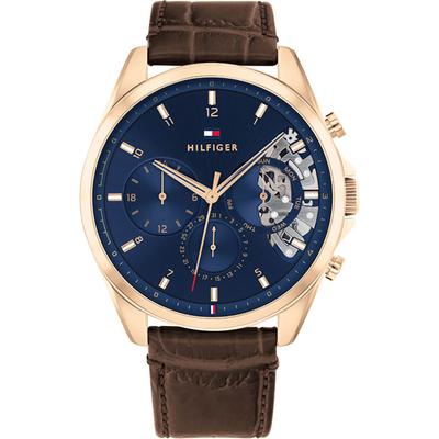 Historische Collectie Bruine Leren Band Heren Quartz Horloge 1710453