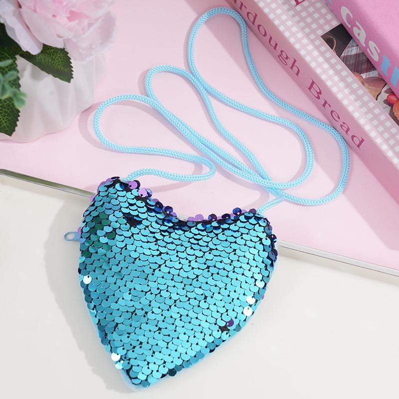 Creative Zipper Backpack for Kids: Sequin Heart Crossbody & Coin Pouch for Little Girls - Cute and Girly Design